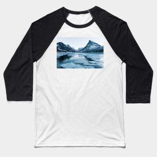 Wintertime - Ice Floating on Lake in Innerdalen Valley on Cold Sunny Winter Day Baseball T-Shirt